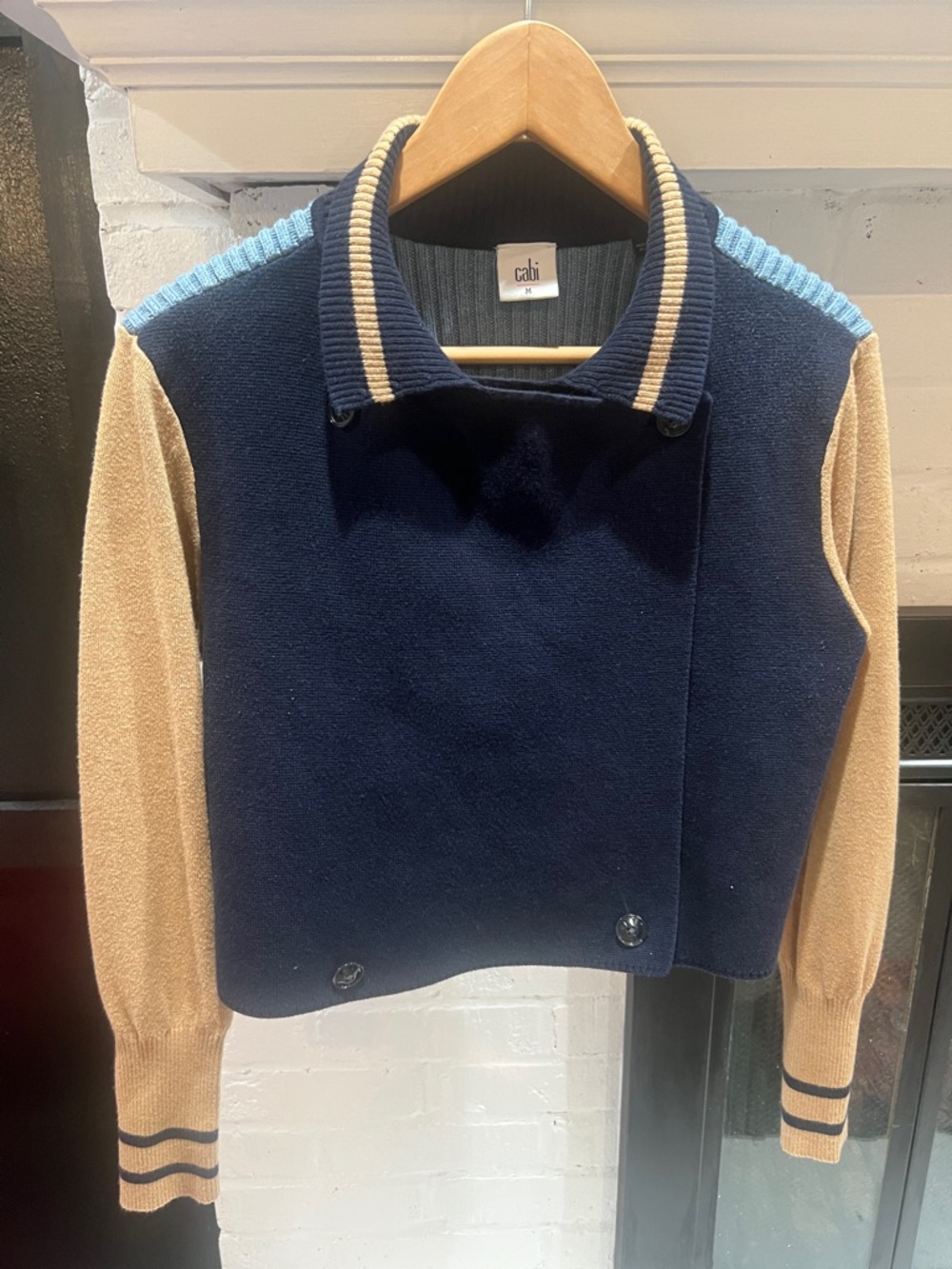 CAbi Navy, Tan & Light Blue Men’s Colorblock Cardigan